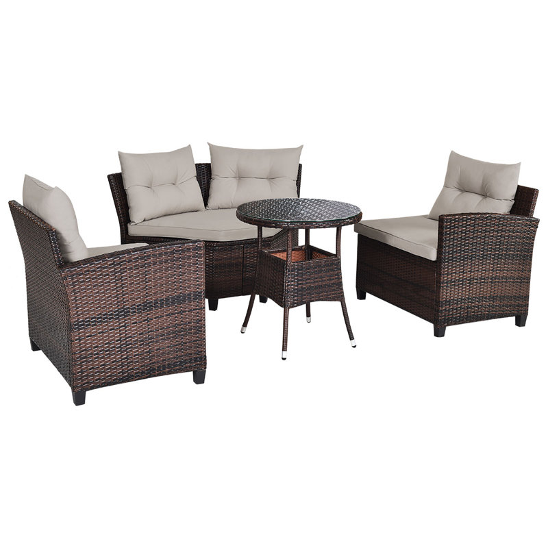 Slaveyka 4 - Person Patio Conversation Sets with Cushions
