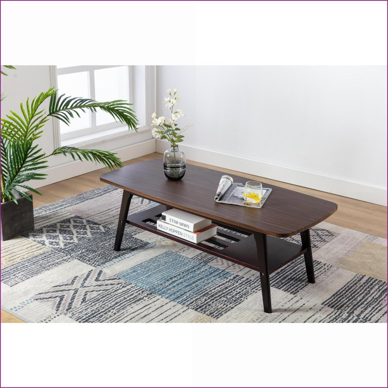 47” Bahamas Espresso Coffee Table with Solid Wood Legs – Thick Top &amp; Gas Lift Storage