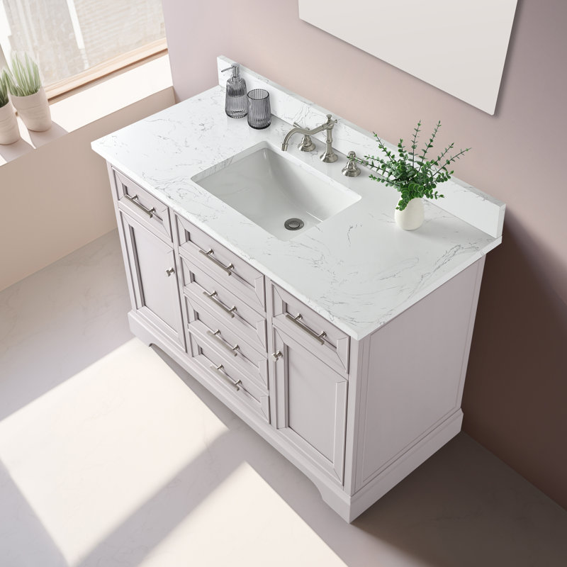 Thompson 48" W Single Vanity, Taupe/Brushed Nickel