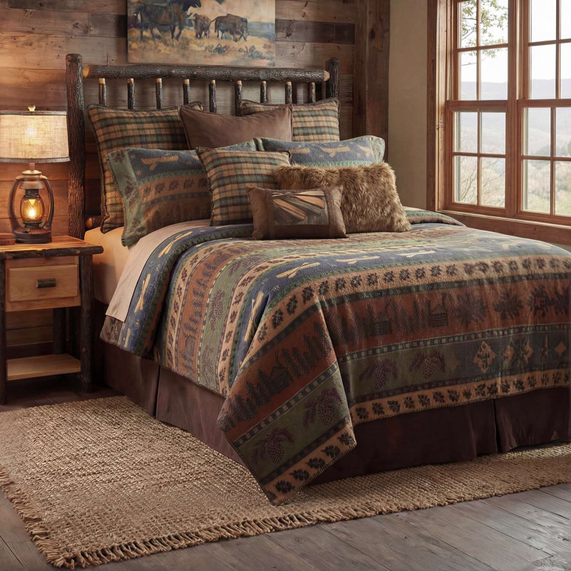 Wooded River Lake Shore II - Bedspread - Twin - 67x87, Twin Coverlet / Bedspread