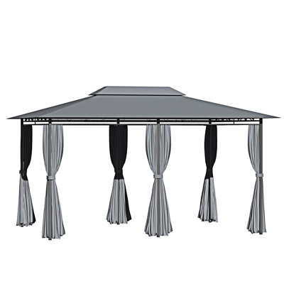 Outdoor Gazebo Canopy Shelter With Curtains