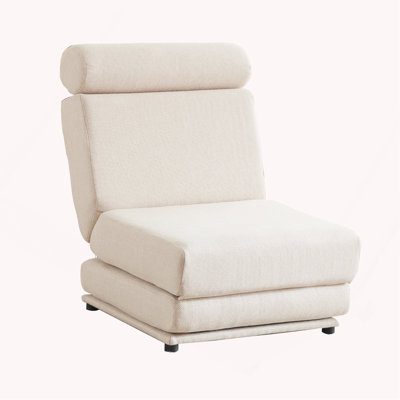 Canapé-lit pliable convertible simple pour adultes, fauteuil de loisir portatif avec coussin, lin portable respirant, crème