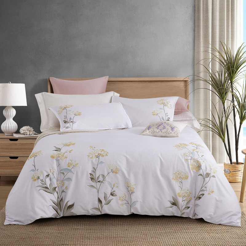 Bernadette Cotton Modern & Contemporary 3 Piece Duvet Cover Set, Yellow, King Duvet Cover + 2 King Shams