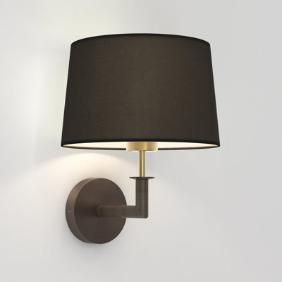 Club Wall, Bronze / Natural Brass with Tapered Round 250, Black Fabric