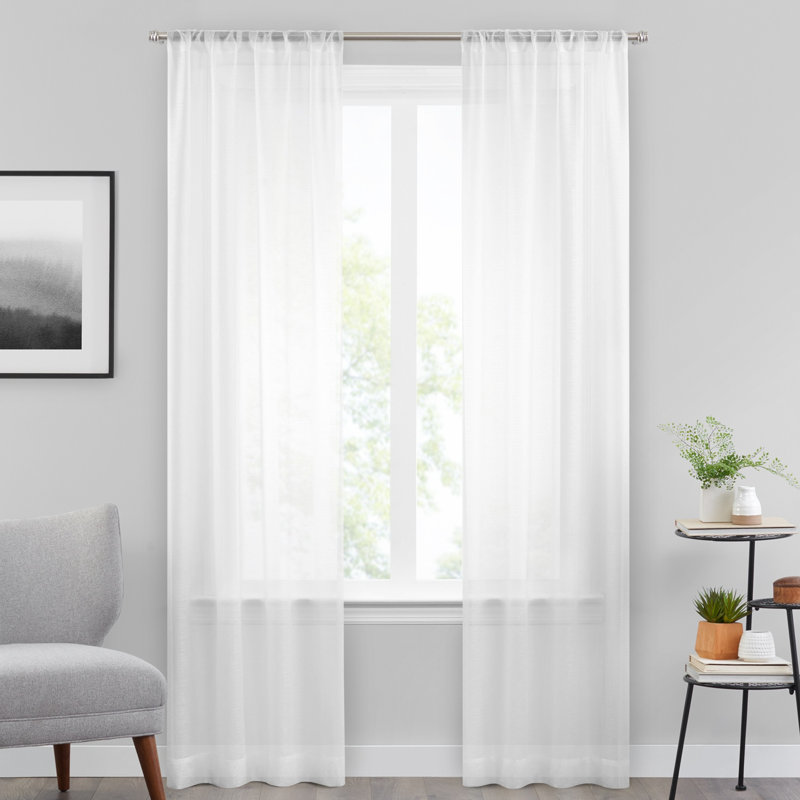 Vue Textured Voile Sheer Window 2Pk Panels, 37" W x 95" L, White
