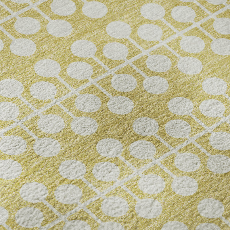 Premium Machine Washable Mayfield AMF2247 Geometric Rug, Gold, 8' Round