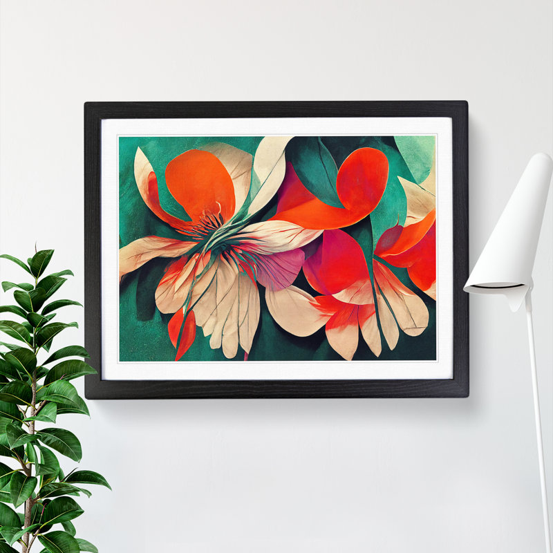 Artistic Flowers Abstract Vol.2 - Single Picture Frame Print, Black Framed, 34cm H x 46cm W x 2cm D