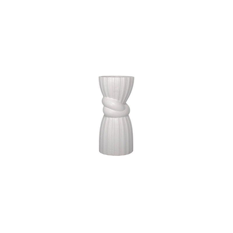 Vase en céramique blanc mat, Blanc, H 12 po x l 5,5 po x P 5,5 po