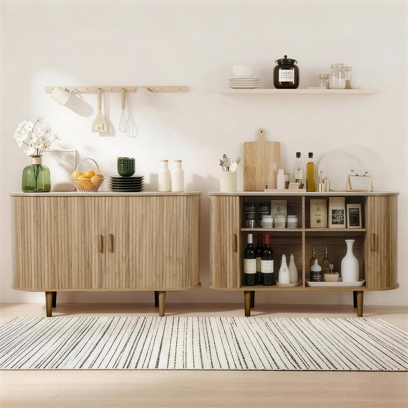 47" Sideboard Buffet Cabinet With Sliding Door, Brown