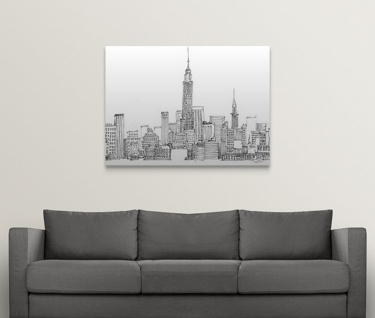 «New York Skyline», impression de Kiralynn, H 17 po x l 24 po x P 1,5 po, Toile