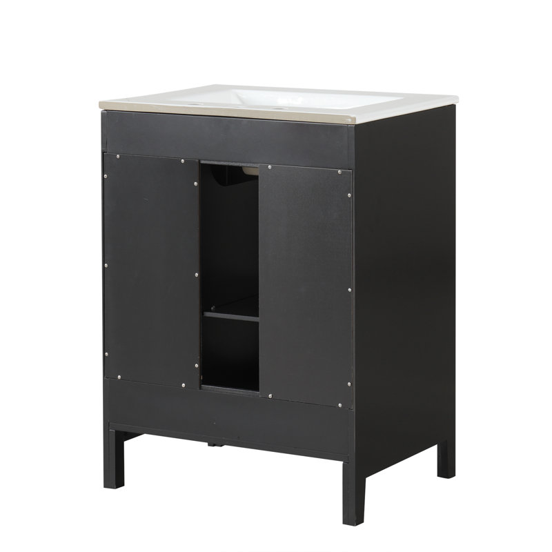 Meuble-lavabo 24 po avec comptoir en céramique, Noir
