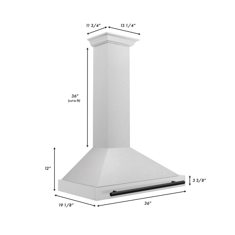 36" 400 CFM Ducted Wall Mount Range Hood, Matte Black