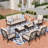 7 - Person Outdoor Seating Group With Rocking Lounge Chairs & Optional Fire Pit Table-110826570