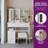 Vanity Desk Set with LED Sliding Mirror & Cushioned Stool, Dresser Set with 2 AC+2 USB Outlets & Hair Dryer Holder, Touch Control 3-Color Light for Bedroom-1523728886