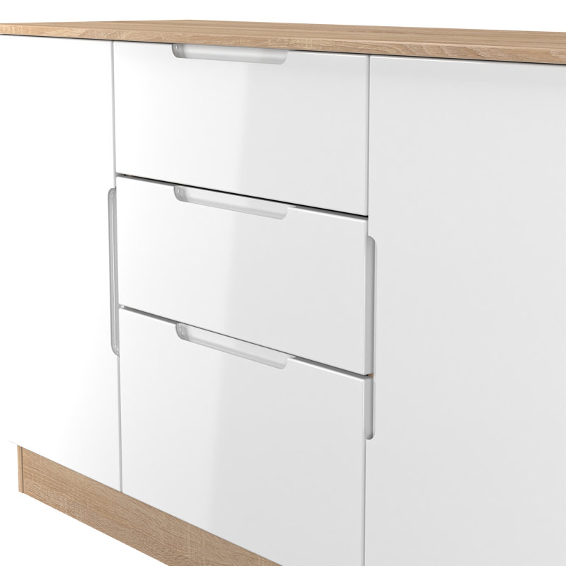 Chantez 126cm Sideboard, White/Oak
