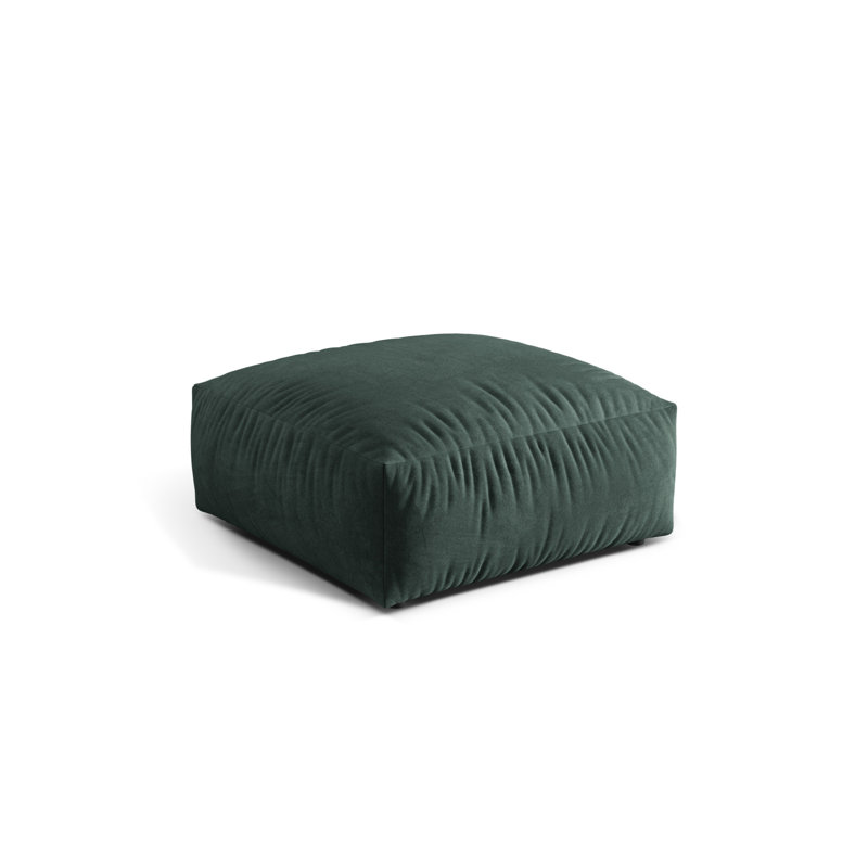 Carlens 106cm Wide Velvet Solid Colour Pouffe Ottoman, Petrol