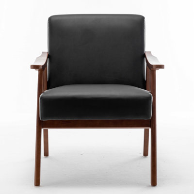 Accent Chair With Microfiber Upholstery And Solid Wood Frame, Classic Mid-Century Modern Living Room Furniture For Extra Seating