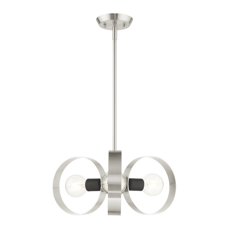 Lustre géométrique unique à 3 lumières Maubray, Nickel brossé
