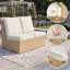 Ensemble de canapé d'angle en forme de L pour patio extérieur, 104 pouces de large, 5 pièces en rotin tressé résistant aux intempéries avec coussins épais et larges accoudoirs