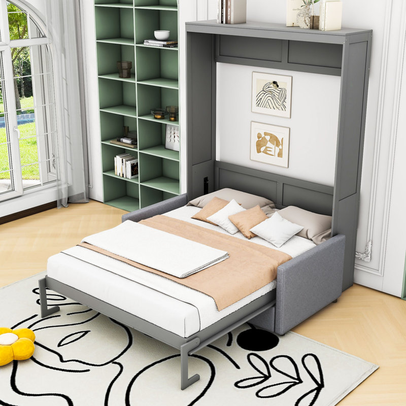 Artemiy Full Size Multi-Functional Murphy Bed with Sofa, Gray