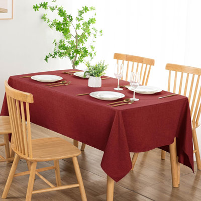 1 Piece Rectangle Faux Linen Table Cloth - Washable Wrinkle Free Stain Resistant Tablecloth Decorative Farmhouse Oblong Table Cover for Kitchen Dining, Party, Wedding, Picnic