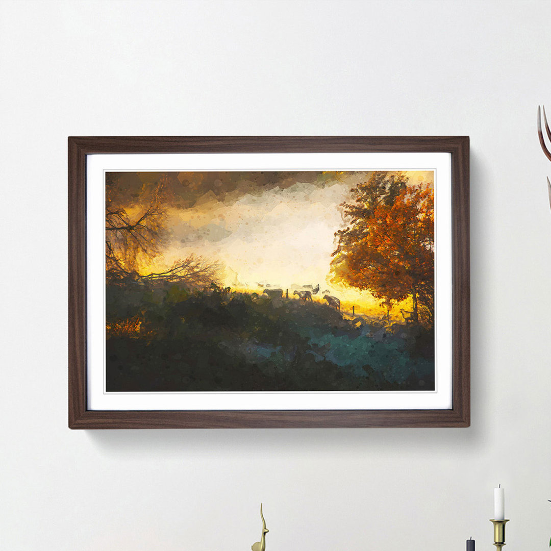 Sheep in Sweden in Abstract - Picture Frame Graphic Art Print