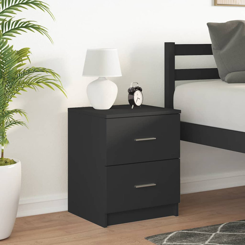 Bedside Cabinets 2 Pcs With 2 Drawers 40X36x50 Cm, Black, 2