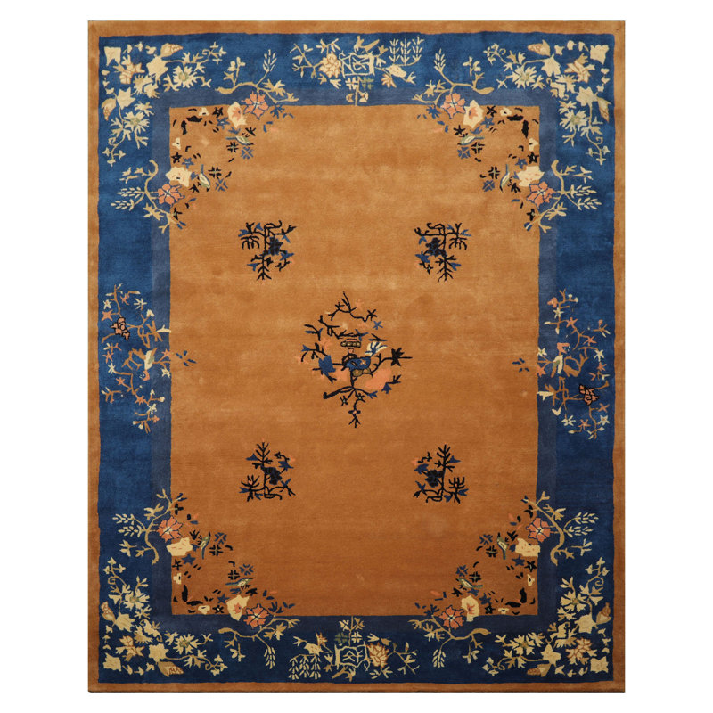 Multi Size Camel Hand Tufted Chinese Art Deco Oriental Area Rug, Rectangle 5' x 8'