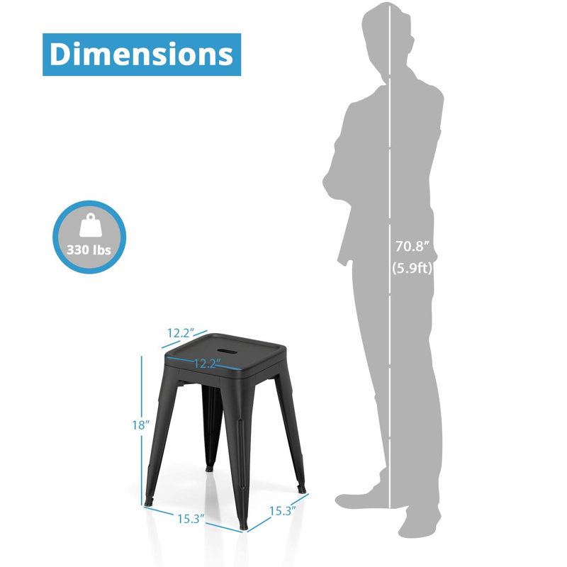 Weiler 18 " H Side Chair Stacking, Black