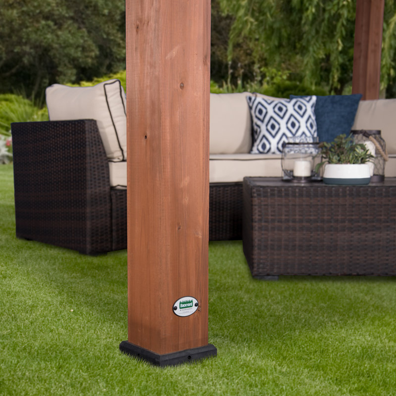 Backyard Discovery Beaumont 14' x 10' Cedar Wood Outdoor Patio Pergola Kit with Trellis Roof and PowerPort
