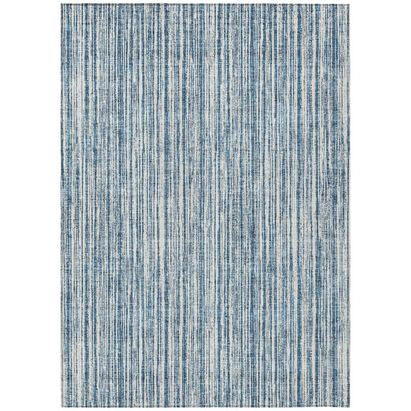 Machine Washable Indoor/Outdoor Chantille ACN760 StripesRug, Blue, 8' x 10'