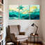 Nautique et plage, océan, vagues, étoile de mer, corail, sable, coucher de soleil, ciel, ensemble de 3 impressions sur toile-1135837041