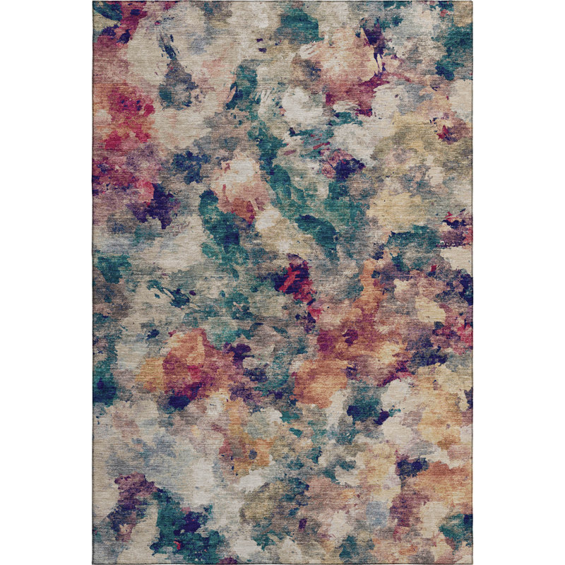 Tapis abstrait lavable à la machine de qualité supérieure Mayfield AMF2203, Mastic, 3 pi x 5 pi