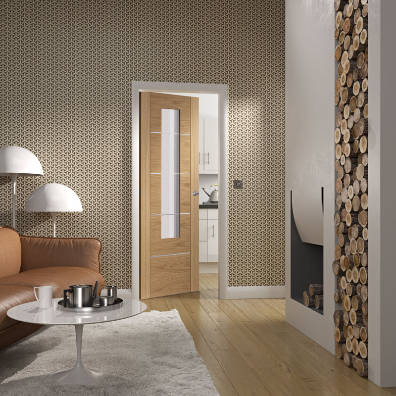 Internal Glazed Oak Pre-Finished Portici, 1981mm H x 686mm W x 35mm D