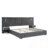 Queen Size Chenille Upholstered Bed With Bedside Table-7776724