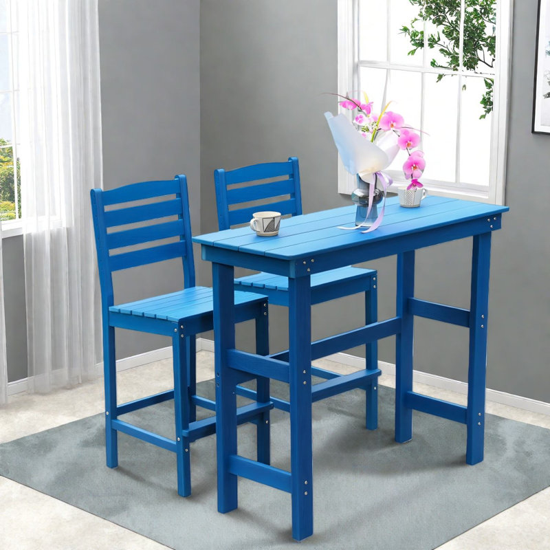 Ensembles de table de salle à manger en PEHD durable pour espaces extérieurs modernes, bleu lac