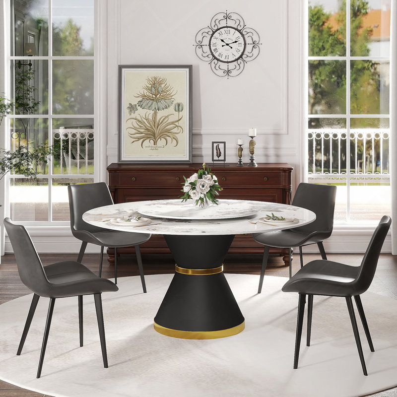 Ensemble de table de salle à manger 9 pièces, table de salle à manger avec base en acier au carbone, 8 chaises d'appoint