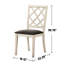 De 2 chaises de salle à manger, tissu d'ameublement, blanc antique et gris, dossier à dossier croisé blanc / gris, siège rembourré