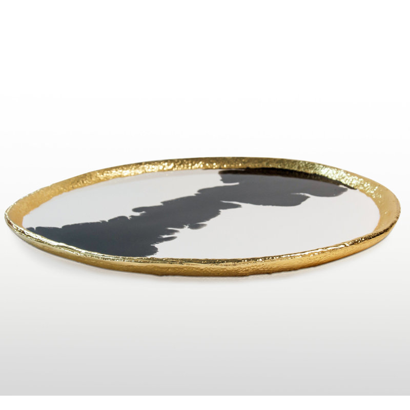 Petit plateau rond Bianco Nero, 0.75" H x 12" W x 11" D