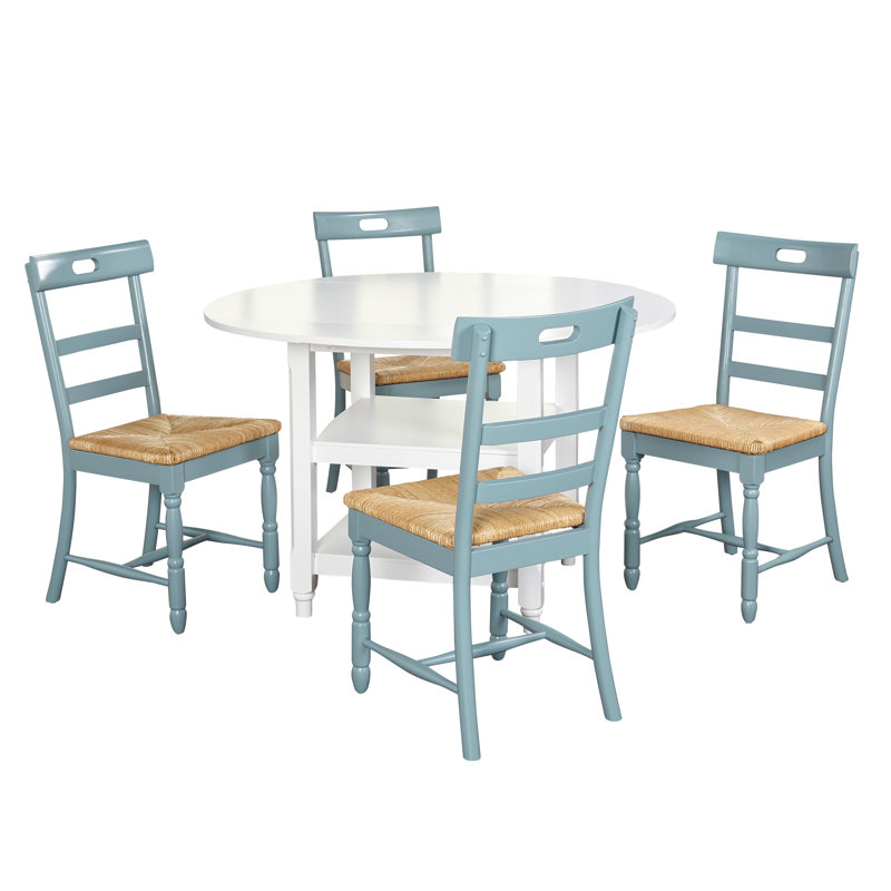 Pollmann Four Leg Dining Set, Antique Blue