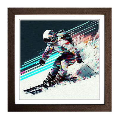Skiing Glitch Art - Framed Print