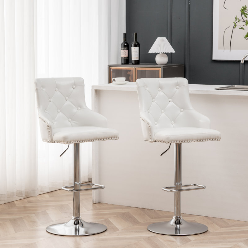 Tabouret de bar pivotant à hauteur réglable, Chrome, 4 Pieces