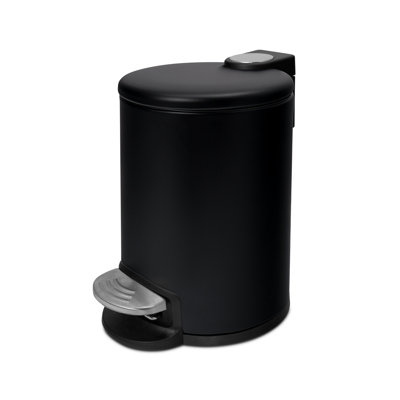 Acento Rondo 0.8 Gallon Round Step Trash Can with Soft Close and Stay Open Lid, Removable Inner Liner Bucket and Premium Foot Pedal, Matte White