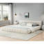 Lit plateforme tapissier très grand beige avec tête de lit moelleuse, chenille épaisse, sans sommier, crée un environnement confortable, conception simple et moderne