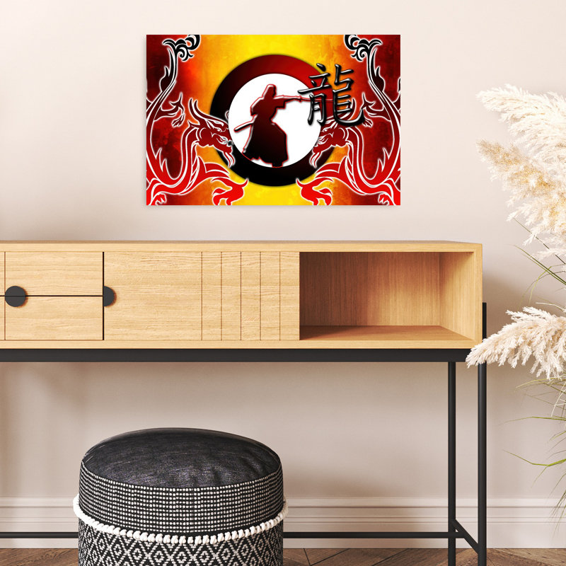 Art contemporain japonais, dragon japonais, 16" H x 24" W