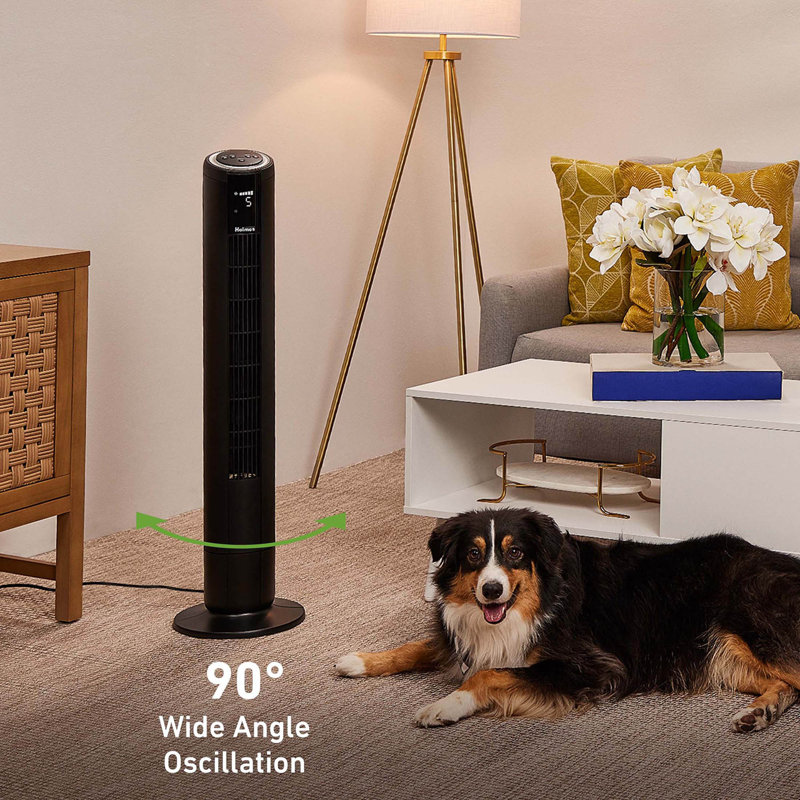 Holmes 42" Black Digital Oscillating Tower Fan with RGB Accent Light