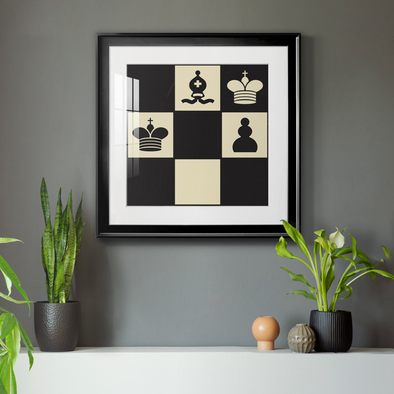 Échecs Chess II - reproduction encadrée de qualité supérieure - prête à être accrochée, H 26,5 po x l 26,5 po x P 1,5 po