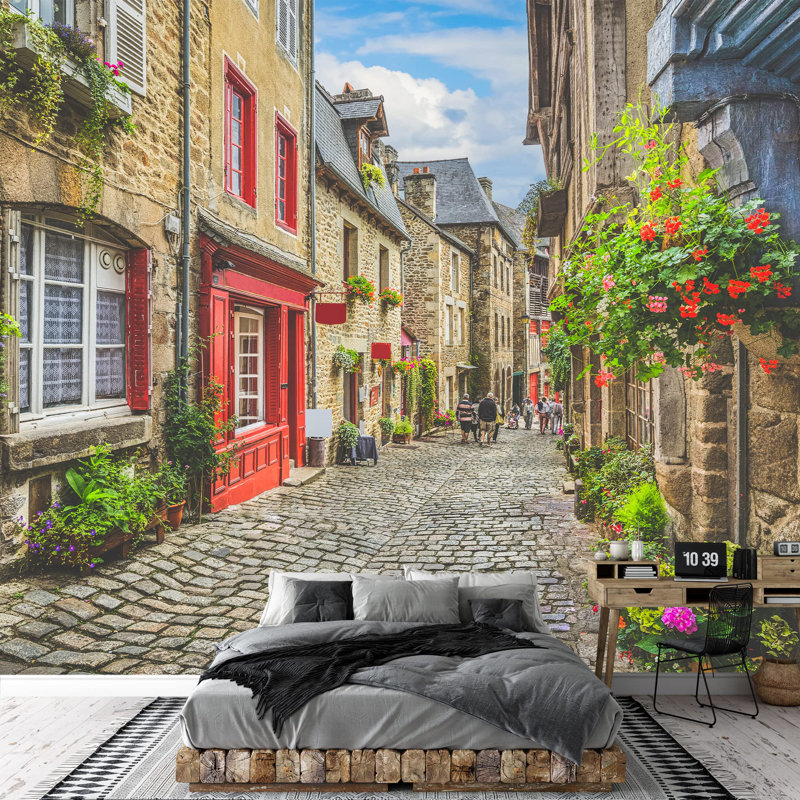 Grand papier peint auto-adhésif Scenic Narrow Alley, L 100 po x l 144 po