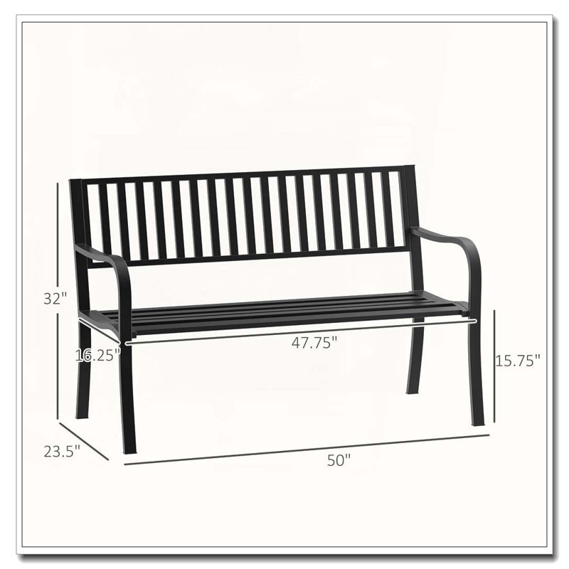 50" Outdoor Garden Bench, 32" H x 50" W x 23.5" D