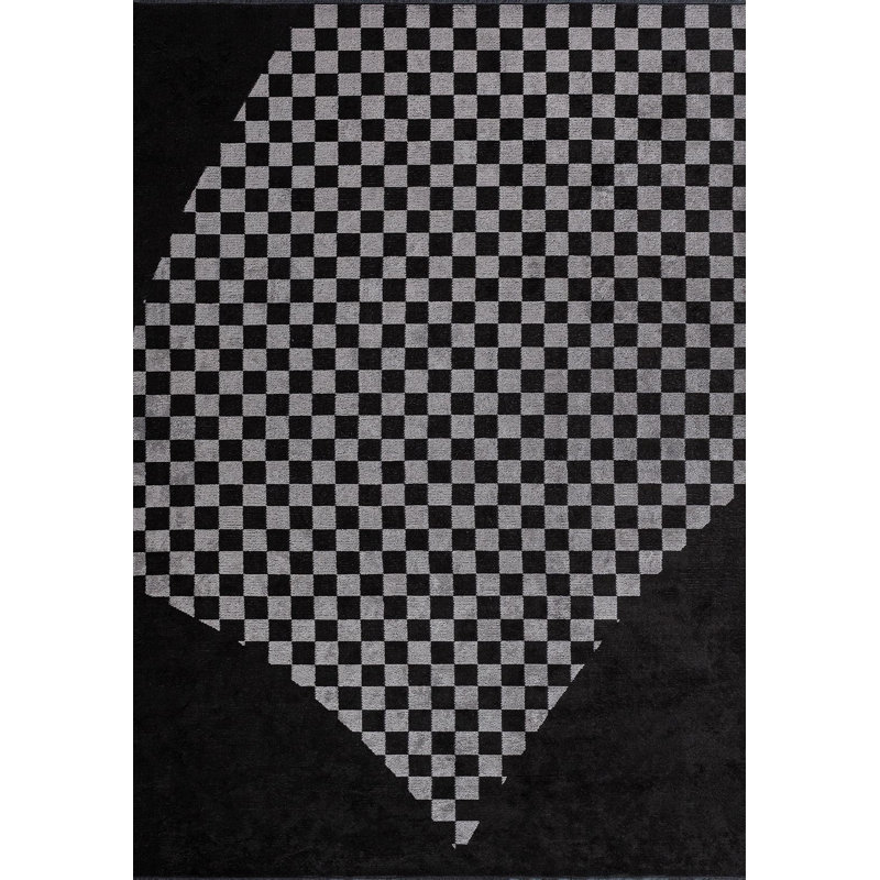 Modern Abstract Checkered Area Rug, Rectangle 6'7" x 8'3"